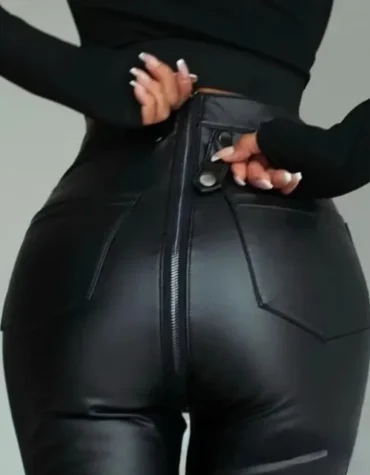 Vintage Women Casual Leather Pencil Pants